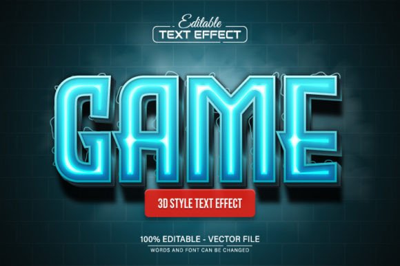 Game Blue Glowing Neon 3D Text Effect: Illuminate Your Design Projects