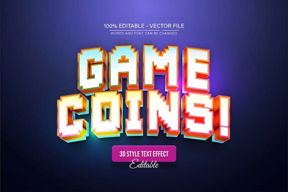 Game Coin Pixel 3d Text Effect: Retro Vibes for Modern Design